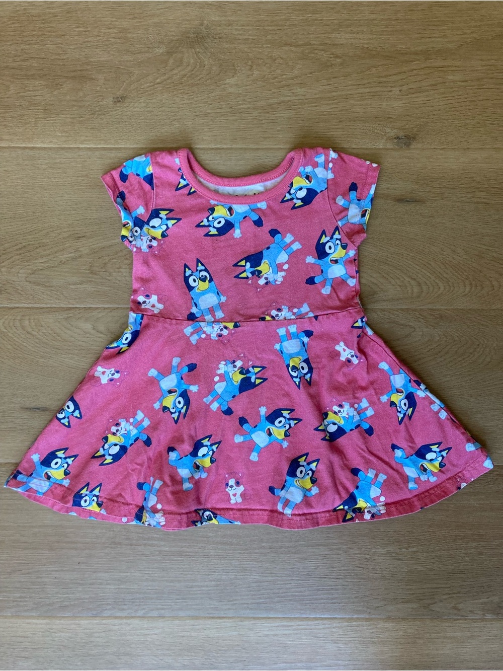 Bluey Pink Short-Sleeve Skater Dress with Bluey Character Print